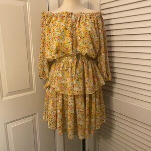 DAVI & DANI golden Yellow Floral Dress- Size Medium
